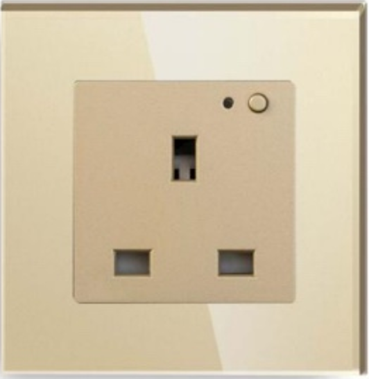 Tuya 13A UK WiFi Smart Wall Socket, Tempered Glass Panel, Fire-Proof PC, Alexa & Google Home Compatible, AC 100-240V, App Control, Modern Design